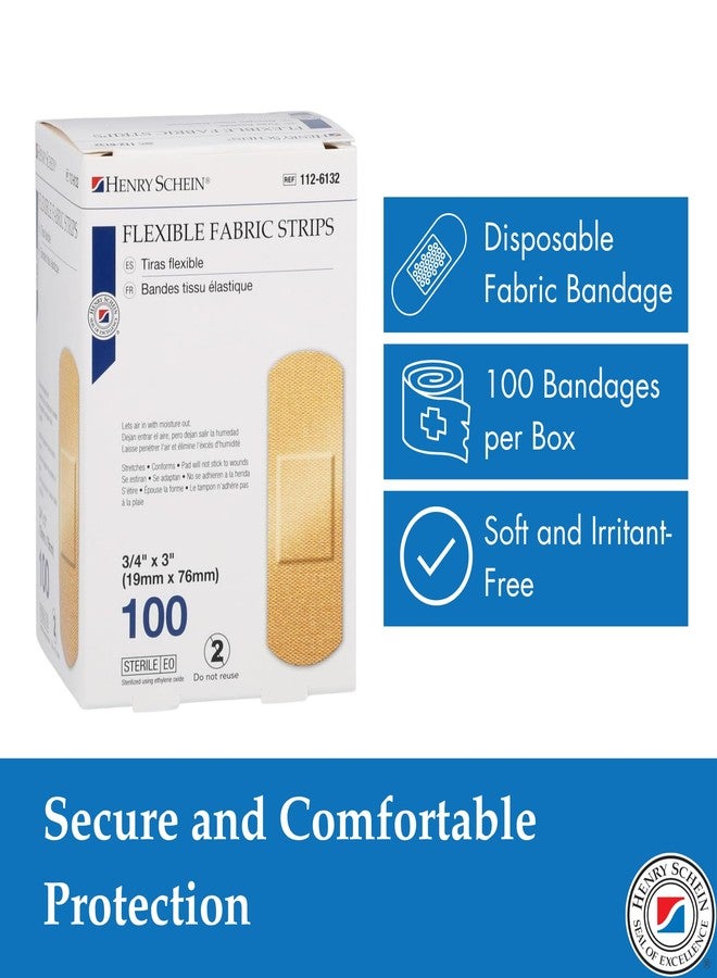 Henry Schein Adhesive Fabric Bandage Strips, 3/4" x 3", Sterile, Box of 100 - Image 3